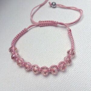 Pink Crystal Ball Bead Macrame Bracelet